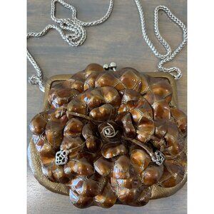 Brighton Roselie Shine Bronze Brown Patent Leather Coin Purse Evening Bag